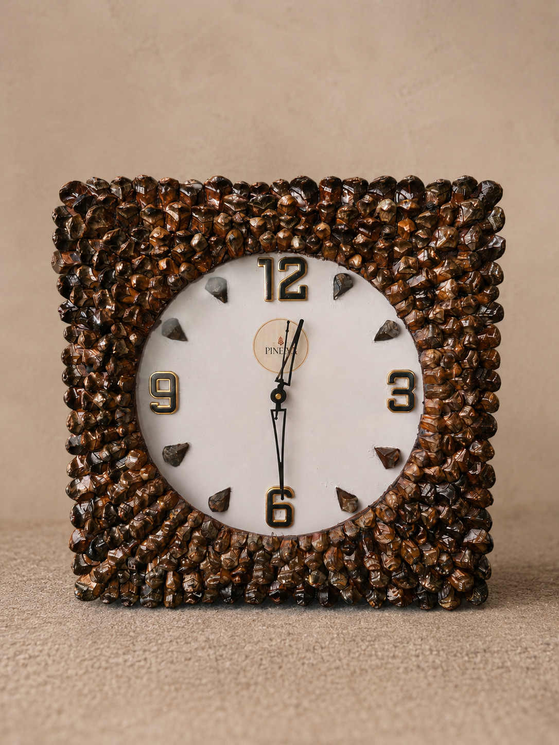 Pine Cone Square classic wall clock