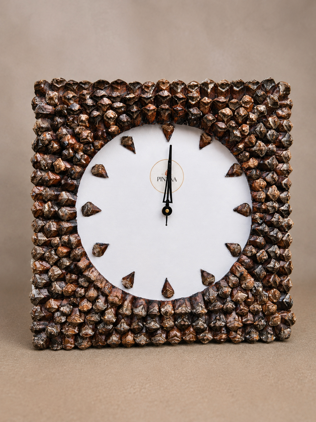 Pine Cone Square Wall Clock