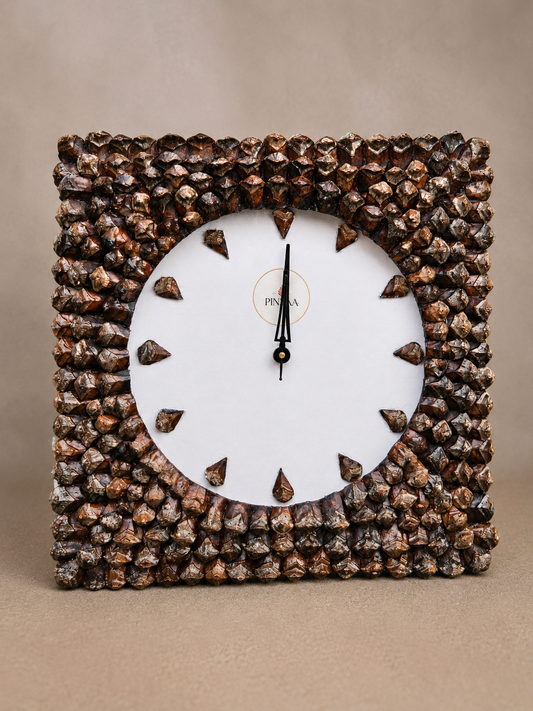 Pine Cone Square Wall Clock