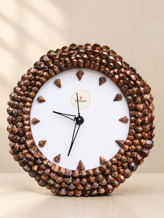 HEXAGON PINE CONE WALL CLOCK